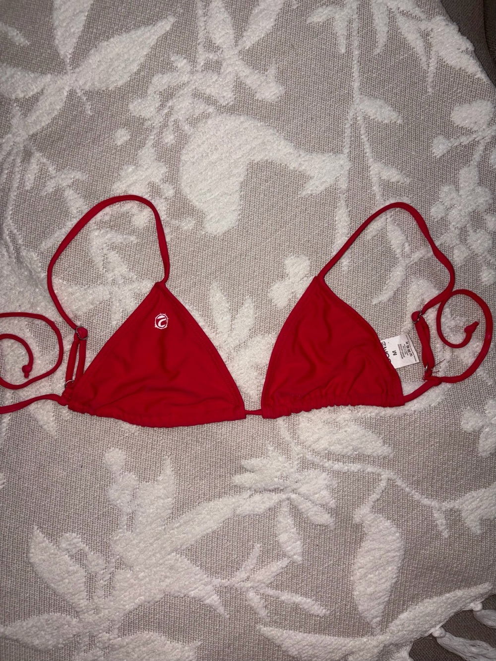 THE ROOM Red Triangle String Bikini Top